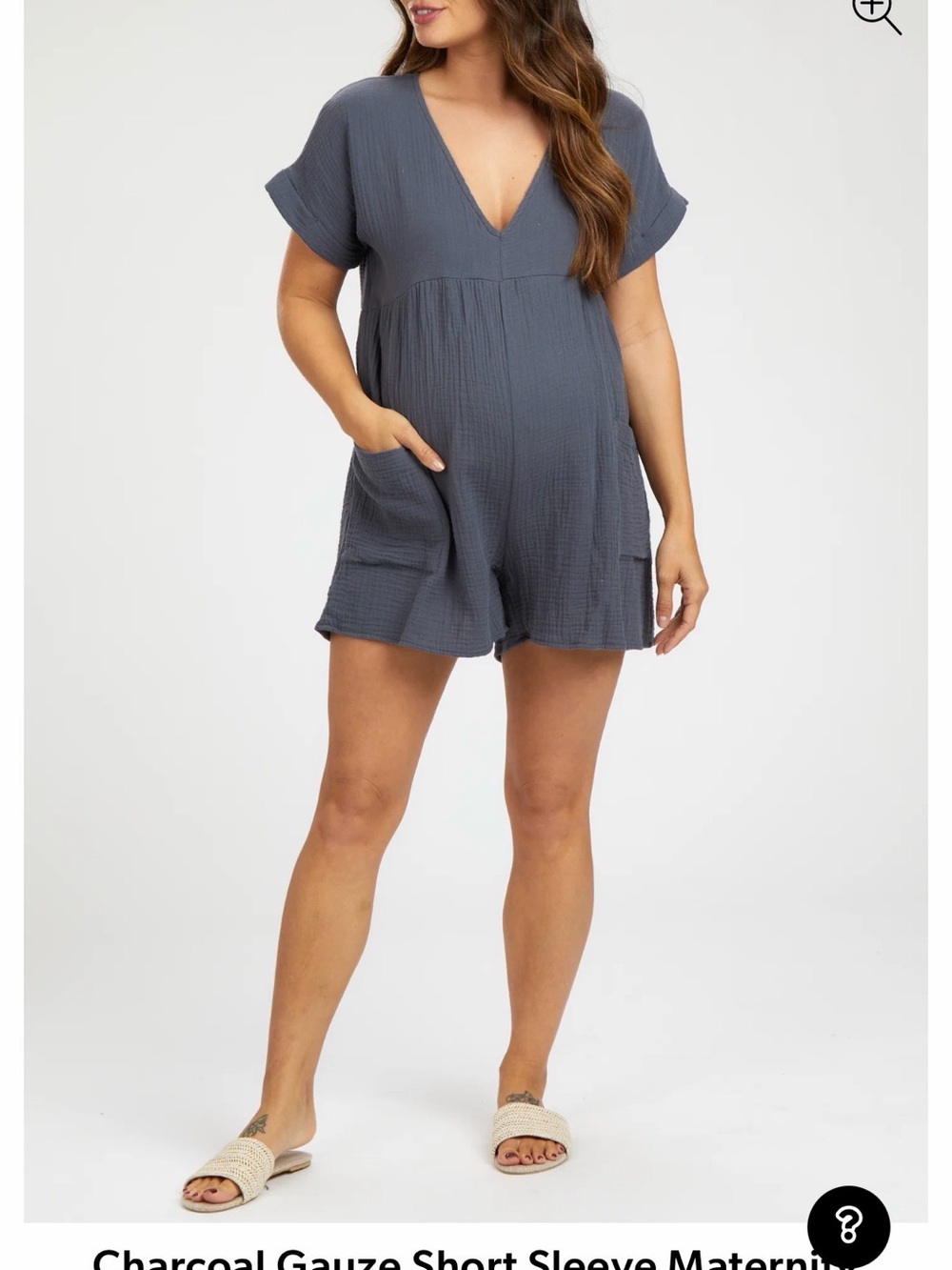 Pinkblush Charcoal Short Sleeve Gauze Romper